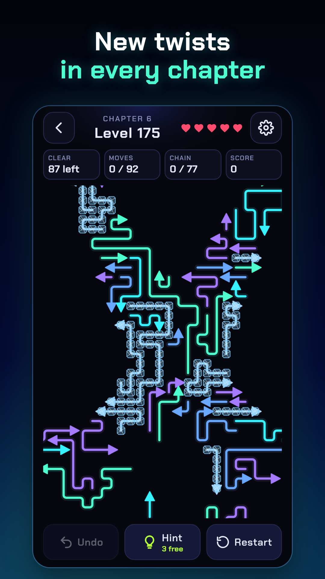 An Arrow Escape chapter 6 level with ice and linked arrows