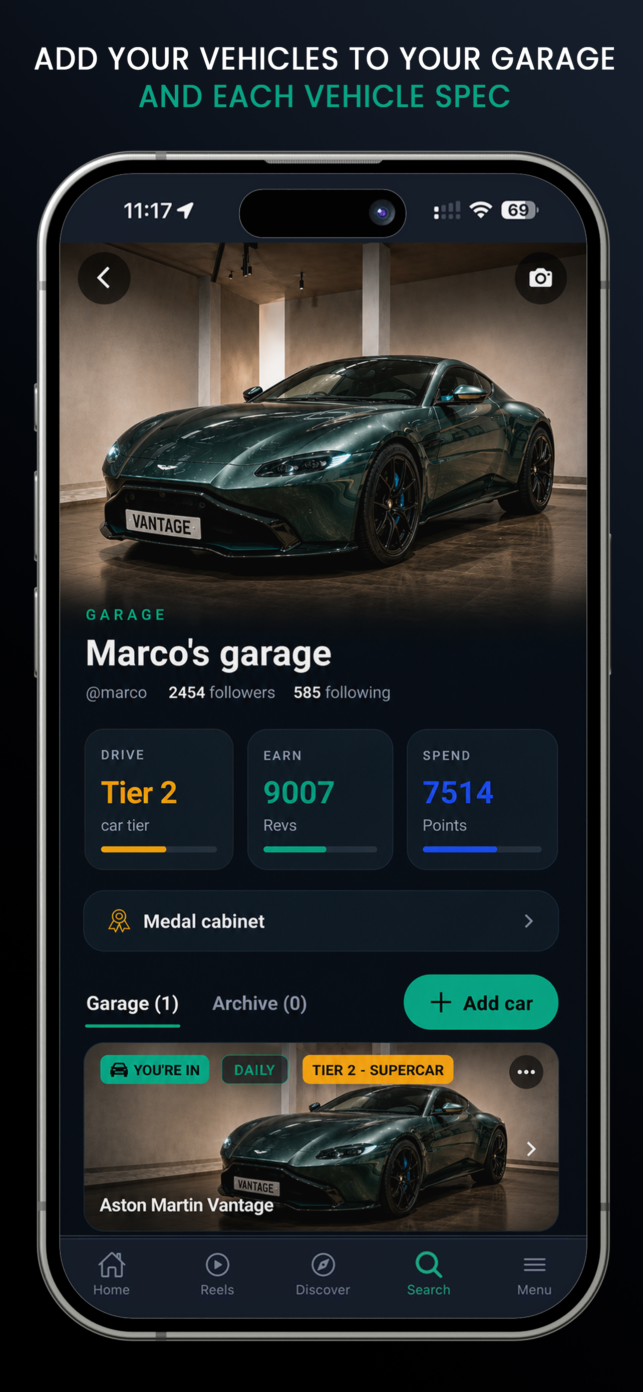 Adding a vehicle and its full spec to a PYCL garage