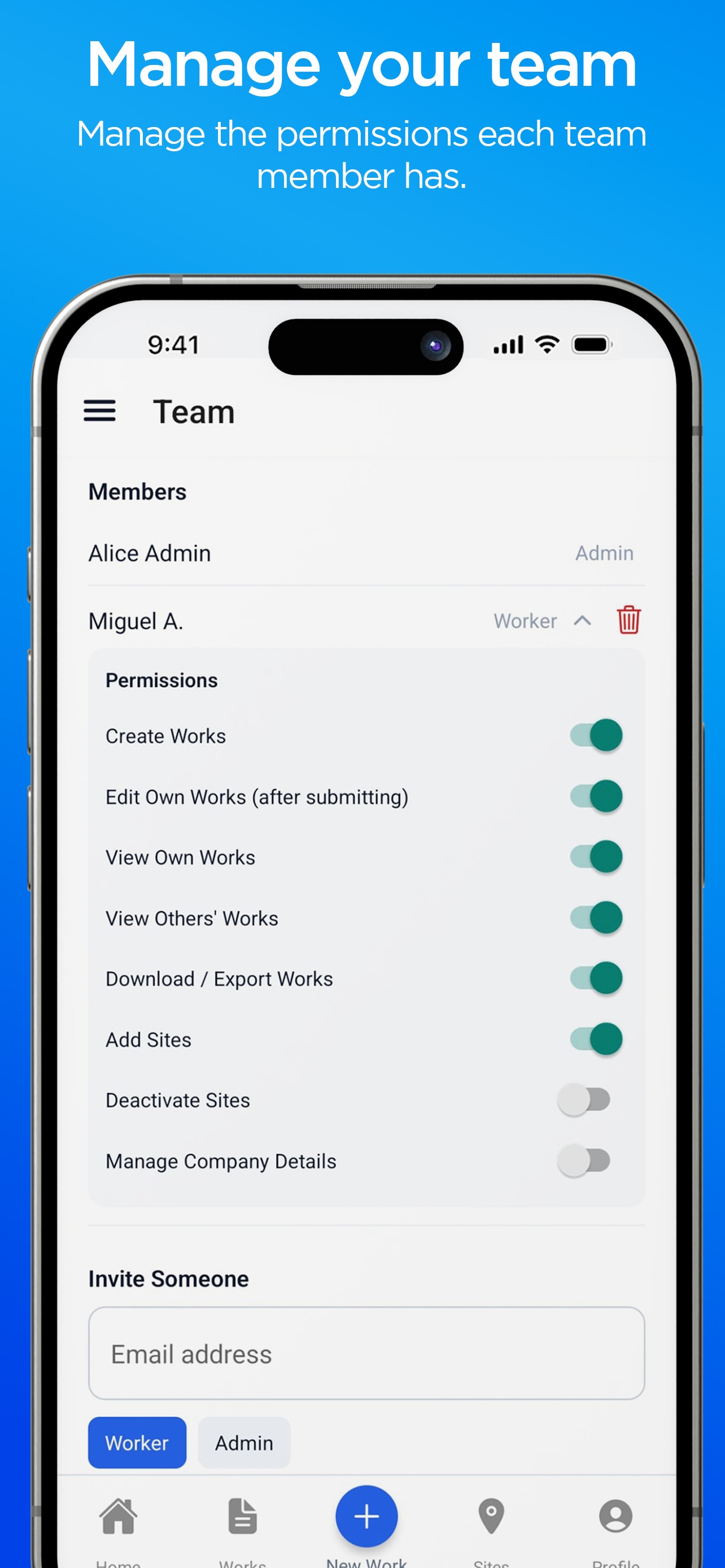 Managing team member permissions in SideTrack