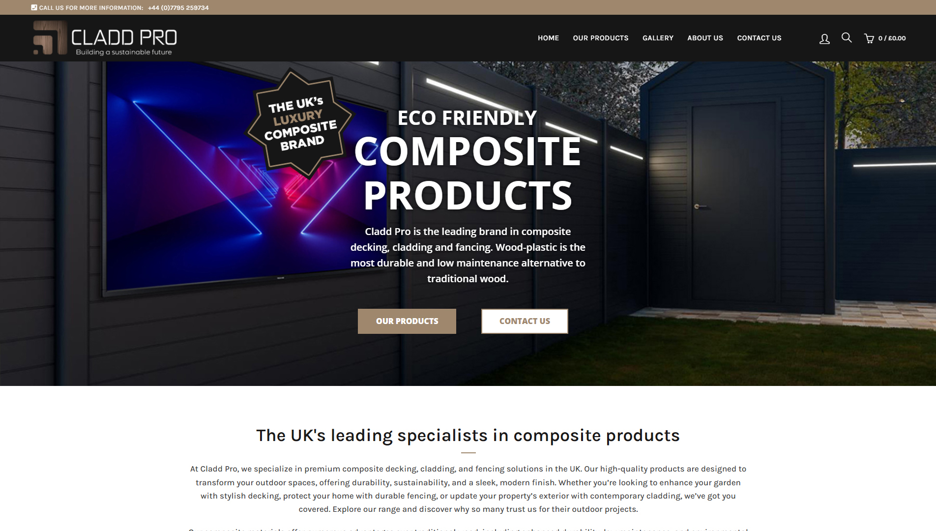 Cladd Pro website screenshot
